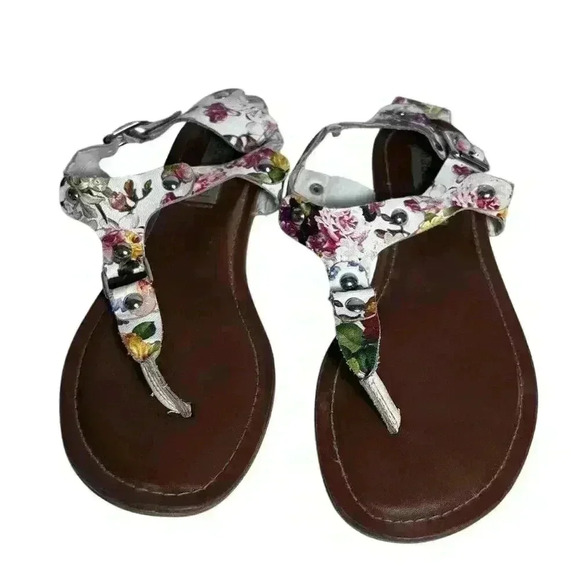 Madden Girl size 9M Sushi Floral Sandals Thongs Flats Flowers - Picture 2 of 9